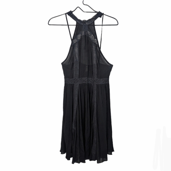 Intimately by Free People Black Gauze Chemise Dress Halterneck Sleeveless XS - Picture 1 of 11